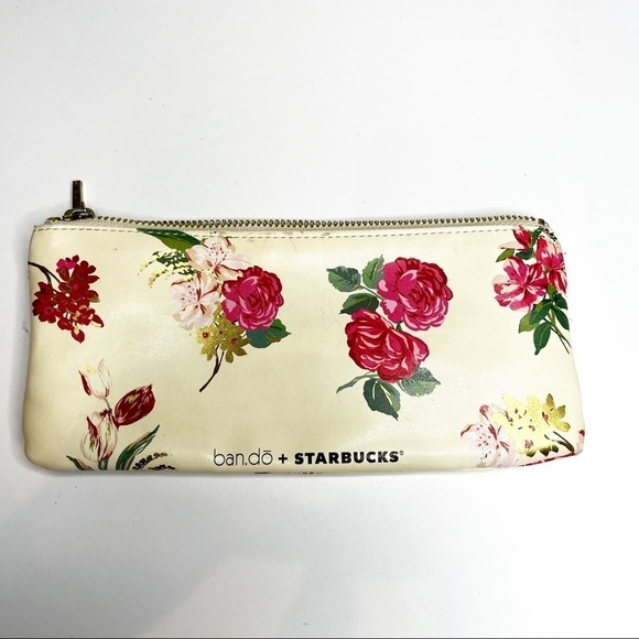Starbucks & Bando Flower Cosmetic Pouch - Picture 1 of 3
